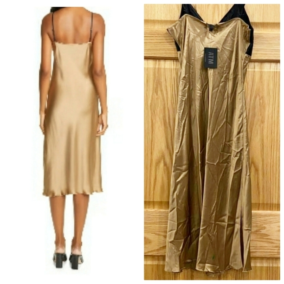 ATM Contrast Detail Silk Satin Slipdress - Picture 3 of 10